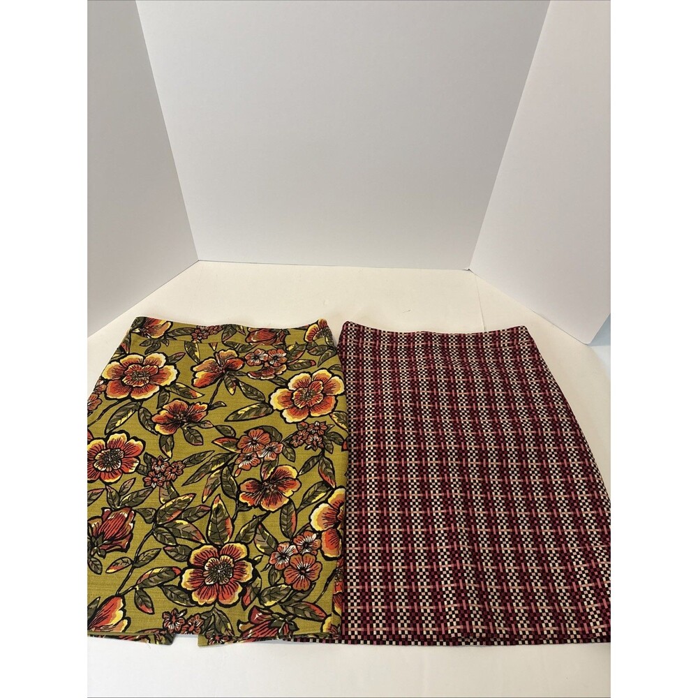 Lot Of 2 Ann Taylor  / Loft Pencil Skirt Womens 6 Multicolor Stretch Back Zip